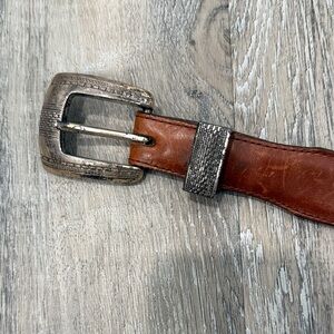 Vintage Onyx by Brighton Brown Leather Belt with Silver Buckle sz 38